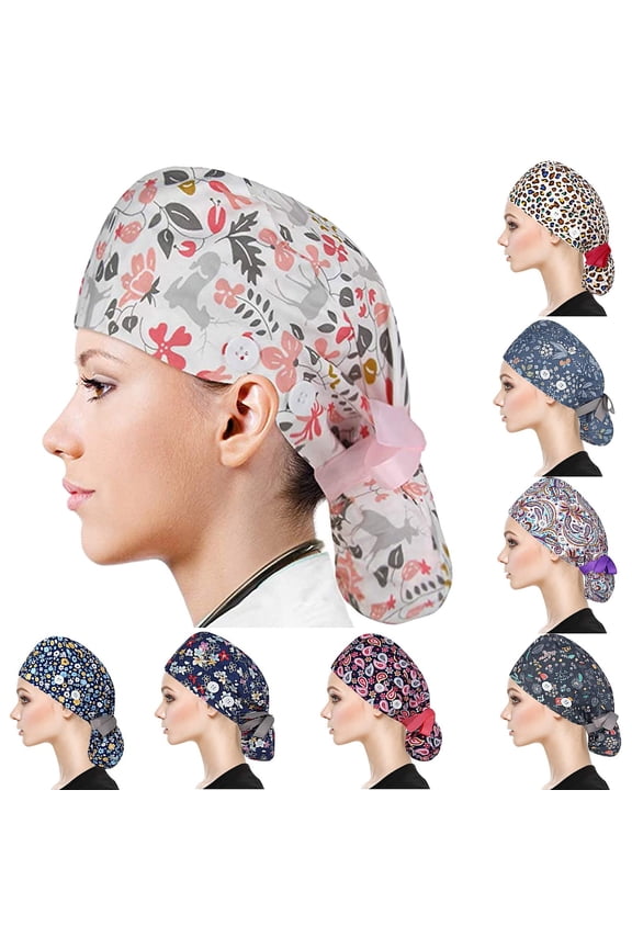 Unstructured Scrub Cap with Sweatband and Button Detail Breathable Bouffant Design for Medical Use
