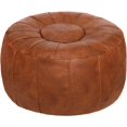 thumbnail image 1 of Unstuffed Handmade Moroccan Round Pouf Foot Stool Ottoman Seat Faux Leather Large Storage Bean Bag Floor Chair Foot Rest for Living Room, Bedroom or Wedding Gifts (Light Brown), 1 of 8