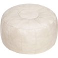 thumbnail image 1 of Unstuffed Handmade Moroccan Round Pouf Foot Stool Ottoman Seat Faux Leather Large Storage Bean Bag Floor Chair Foot Rest for Living Room, Bedroom or Wedding Gifts (Ivory White), 1 of 15