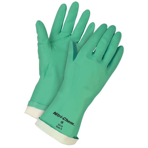MCR 127-5321 Nitri-Chem Green Nitrile Flock Lined&amp;#44; Glove&amp;#44; XXXL