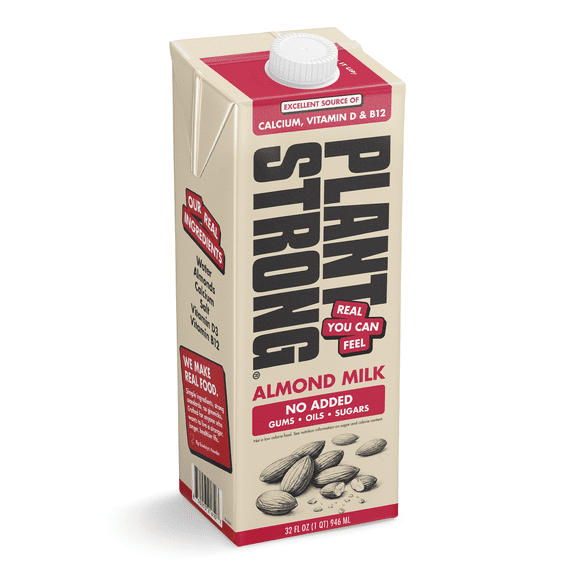 Plant Strong Unsweetened Almond Milk - Whole Fortified Plant Milk - Shelf Stable Carton