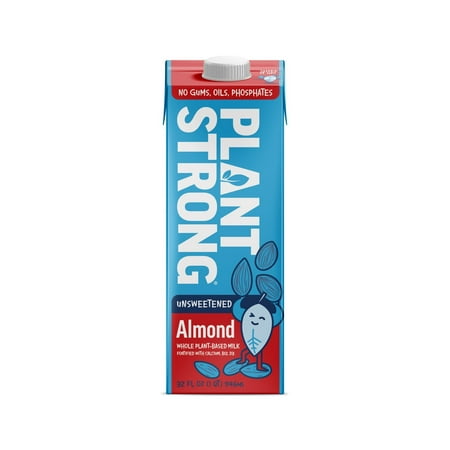 PLANTSTRONG Unsweetened Almond Milk - Whole Fortified Plant Milk - Shelf Stable