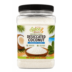 Unsweetened Coconut Flakes 1.5 lb - Medium Desiccated Coconut - Premium Dry Coconut Flakes for Baking, Smoothies, Granola, Yogurt & Desserts - Packed in the USA - Dasher's Spice & Beans