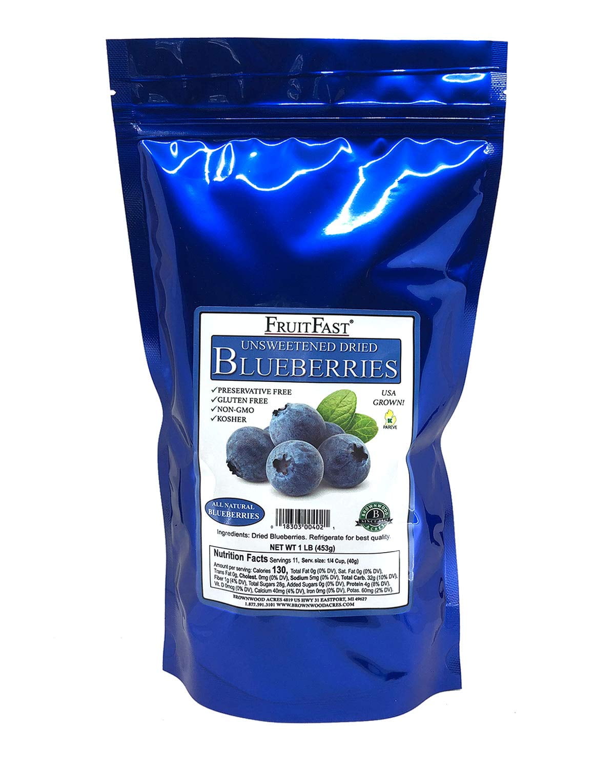 Unsweetened Dried Blueberries by Brownwood Acres NonGMO, Gluten