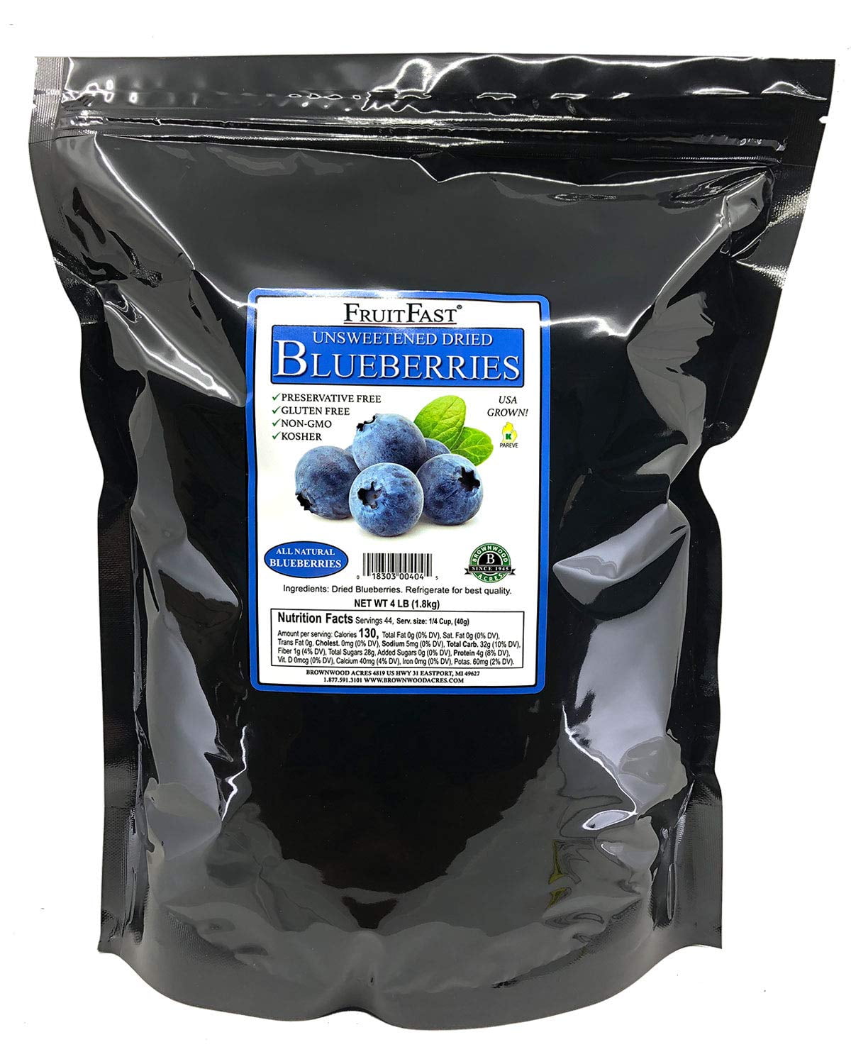 Unsweetened Dried Blueberries by Brownwood Acres NonGMO, Gluten