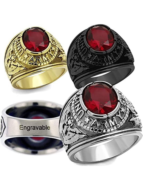 Army Ring-Unisex, Stainless Steel, Gold Plated or Black