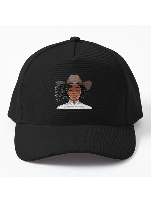 Untamed Spirit Black Cowgirl Baseball Hat, Beautiful Soul Western Graphic Design, Classic Cap