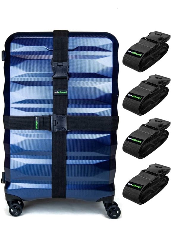 4-Pack Luggage Straps | Suitcase Strap, Luggage Strap, Luggage Belt Strap, Luggage Straps for Suitcases TSA Approved, Suitcase Belt Strap, Bag Straps for Luggage. Buckle Straps and Wraps.