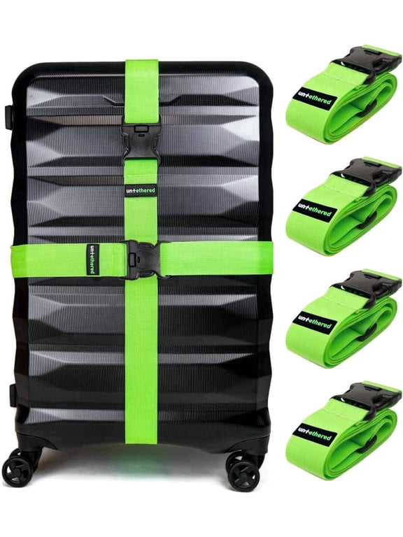 4-Pack Luggage Straps | Suitcase Strap, Luggage Strap, Luggage Belt Strap, Luggage Straps for Suitcases TSA Approved, Suitcase Belt Strap, Bag Straps for Luggage. Buckle Straps and Wraps.