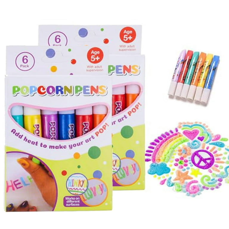 2 Pcs Bubble Popcorn Drawing Pen Puffy Bubble Pen Puffy 3D Art Safe Pen  Popcorn Pen Magics Colour DIY Bubble Popcorn Drawing Pen