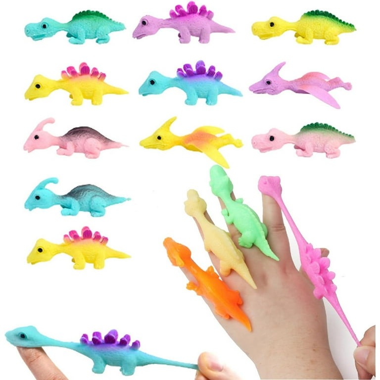 5pcs Slingshot Dinosaur Finger Toys,Dinosaur Finger Slingshot,Mini Rubber  Flying Dinosaur Toys
