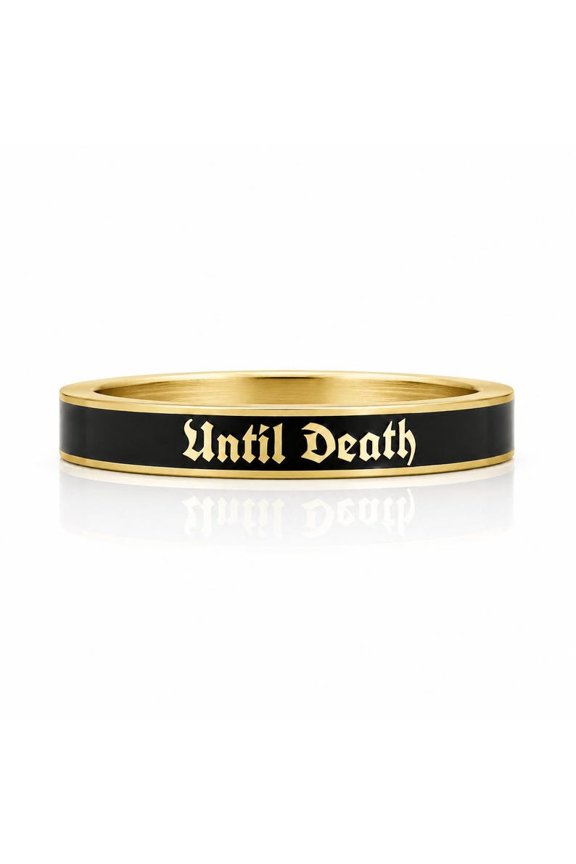 Until Death Old English Enamel Promise Slim Band