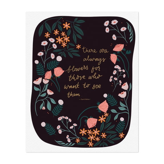 Untitled ArtwoFloral Calligraphy Quote Poster – Matisse-Inspired Botanical Artrk - Illustration Quote Floral Inspirational Botanical Flowers Typography Unframed Wall Art Print 24 x 32 inches