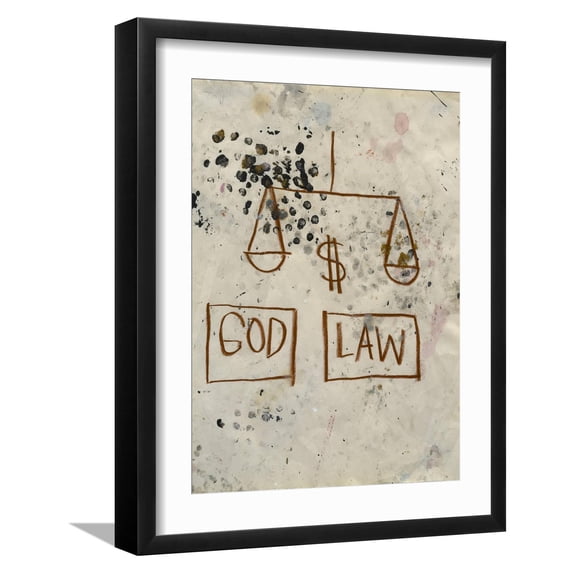 Art.com Untitled (God - Law) Giclee Print by Jean-Michel Basquiat, Black Frame Wall Art, 17" x 21"