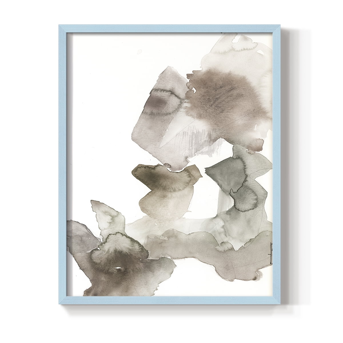Untitled IX V31 Framed Print in Blue Solid Wood Framed Print No Nail Hanging