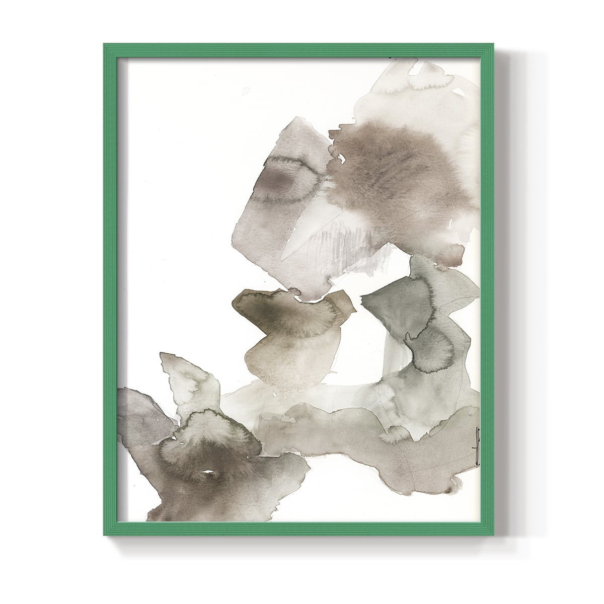 Untitled IX V31 Framed Print in Green Solid Wood Framed Print No Nail Hanging