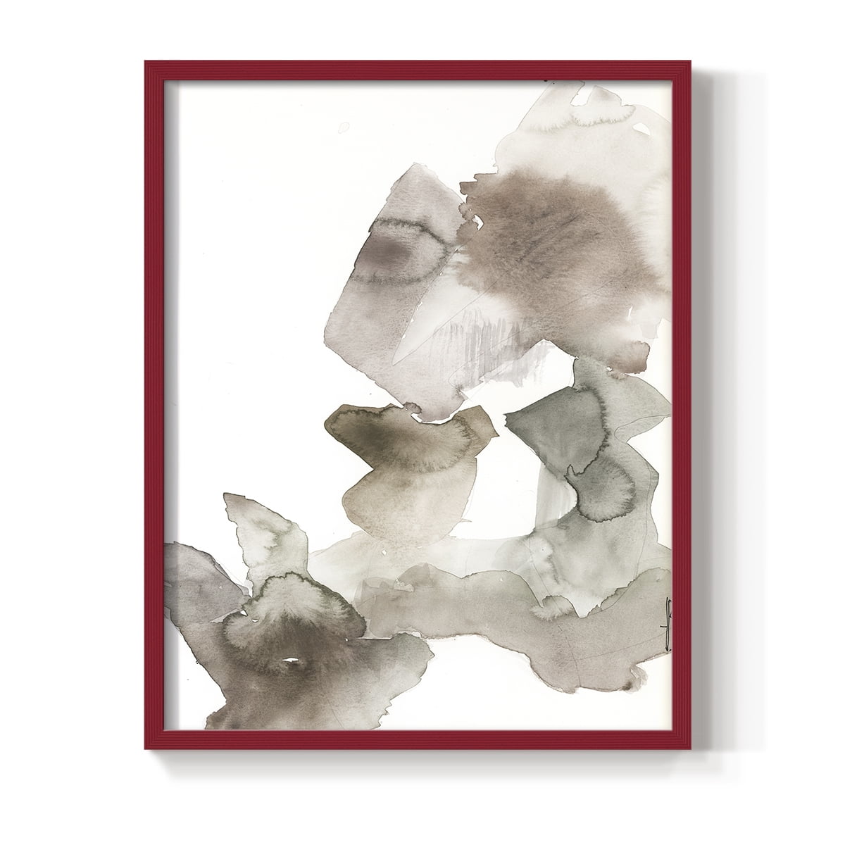 Untitled IX V31 Framed Print in Red Solid Wood Framed Print No Nail Hanging
