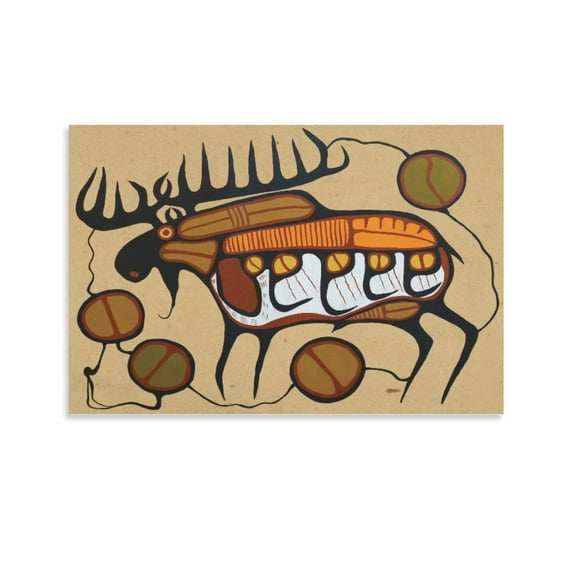 Untitled (Moose) Norval Morrisseau Poster Decorative Painting Canvas Wall Art Living Room Posters Bedroom Painting,Unframe-style,24x36inch(60x90cm)