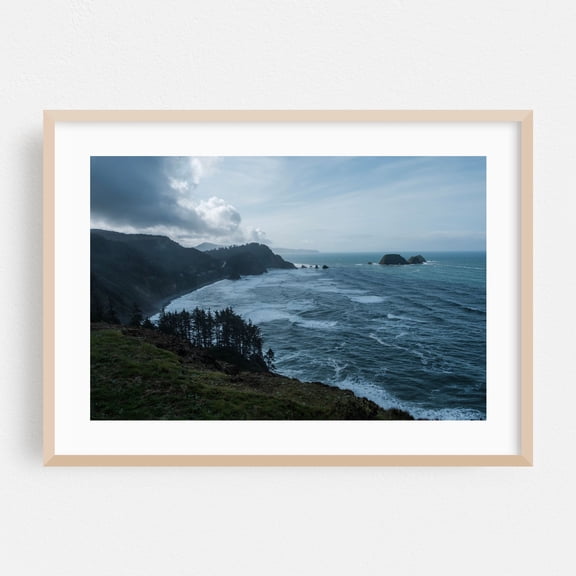Untitled - Oregon Photography Coast Ocean Waves Nature Seascape Scenic Landscape Oak Framed Wall Art Print 16 x 24 inches