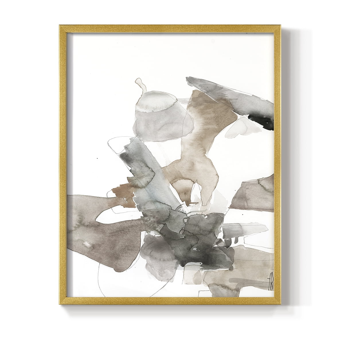 Untitled VIII V31 Framed Print in Gold Solid Wood Framed Print No Nail Hanging
