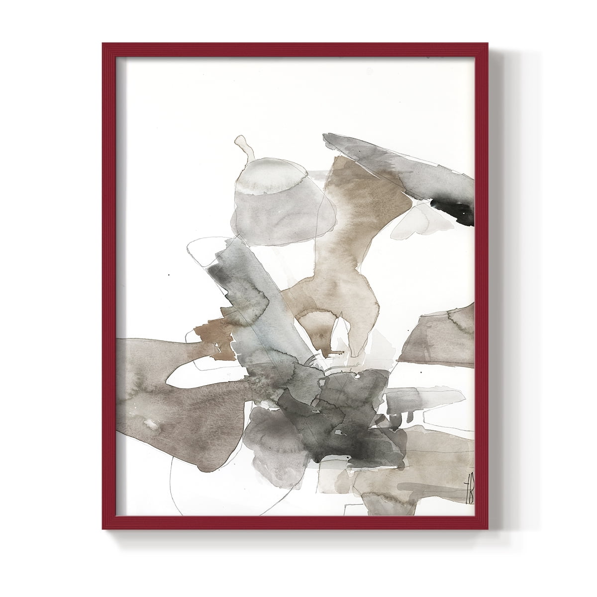 Untitled VIII V31 Framed Print in Red Solid Wood Framed Print No Nail Hanging
