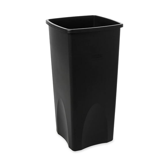 Untouchable Square Trash/Garbage Can, 23-Gallon, Black, Wastebasket for Outdoor/Restaurant/Office/School/Kitchen