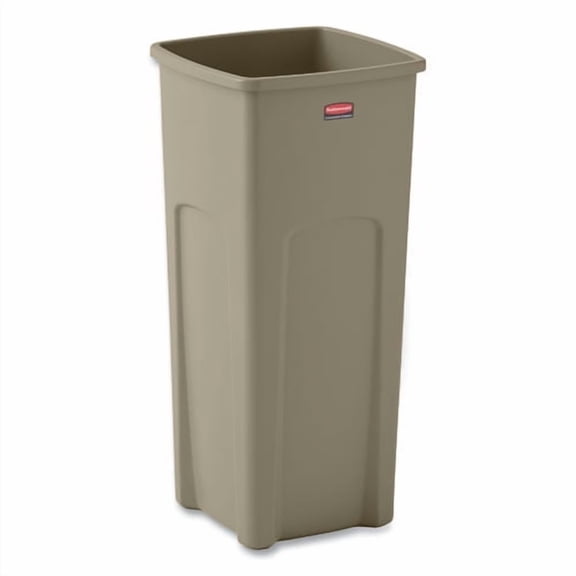 Untouchable Square Waste Receptacle, 23 gal, Plastic, Beige | Bundle of 2