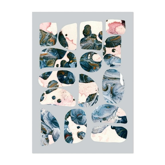 Unturned Stones - India Illustration Abstract Modern Art Geometric Pattern Surrealism Minimalist Pastel Unframed Wall Art Print 4 x 6 inches