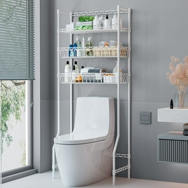 Untyo 3 Tier Over the Toilet Storage Rack Bathroom Storage Shelf Space Saver Stand Above Toilet with Adjustable Shelves and Baskets