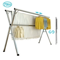 Untyo Clothes Drying Rack 79 Inches, Laundry Drying Rack Adjustable Folding Hanger Rack for Indoor Outdoor Stainless Steel