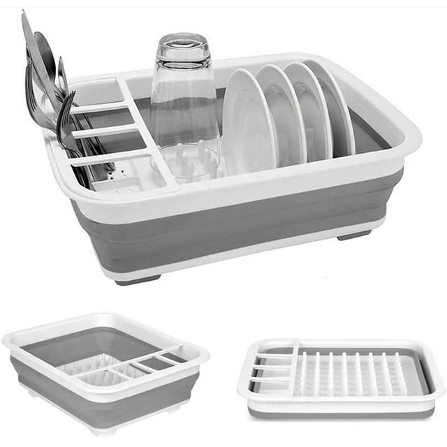 Untyo Collapsible Dish Drying Rack, Portable Sink Organizer, Dinnerware