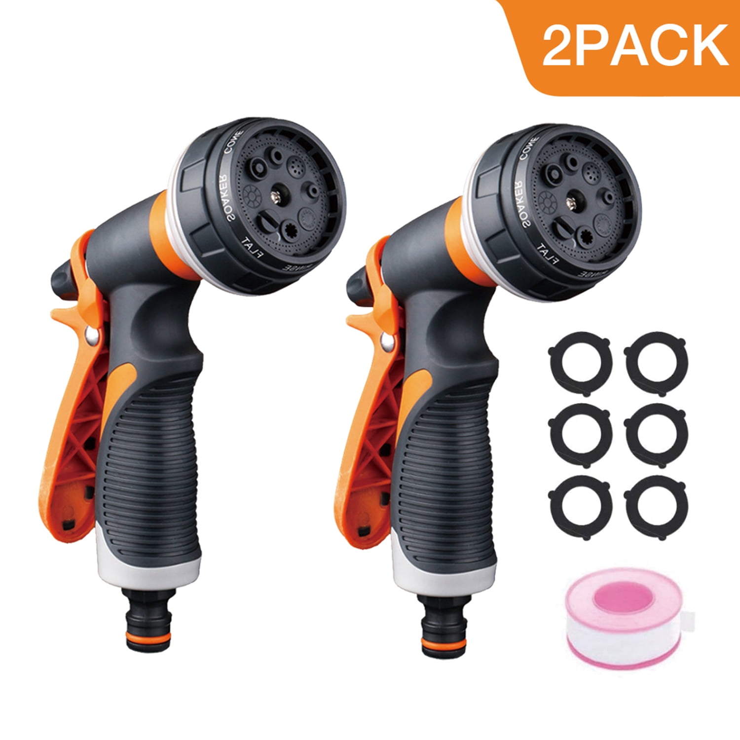 Untyo Garden Hose Nozzle 2 Pack Watering Hose Nozzles Hand Sprayer 8 Patterns Watering