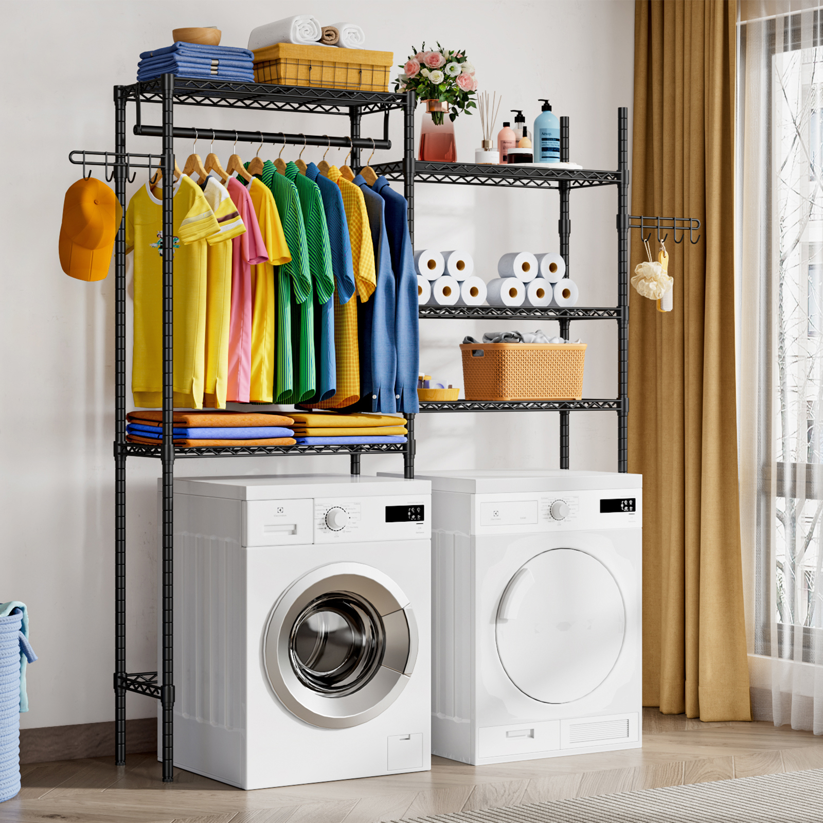 WhizMax 5Tier Wood Over The Washer and Dryer Storage Shelf Laundry