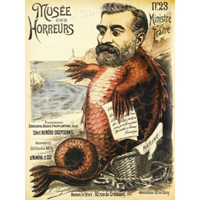 Unusual 1890S Freak Musee Des Horreurs Fish Man Office Poster , Poster Print Only