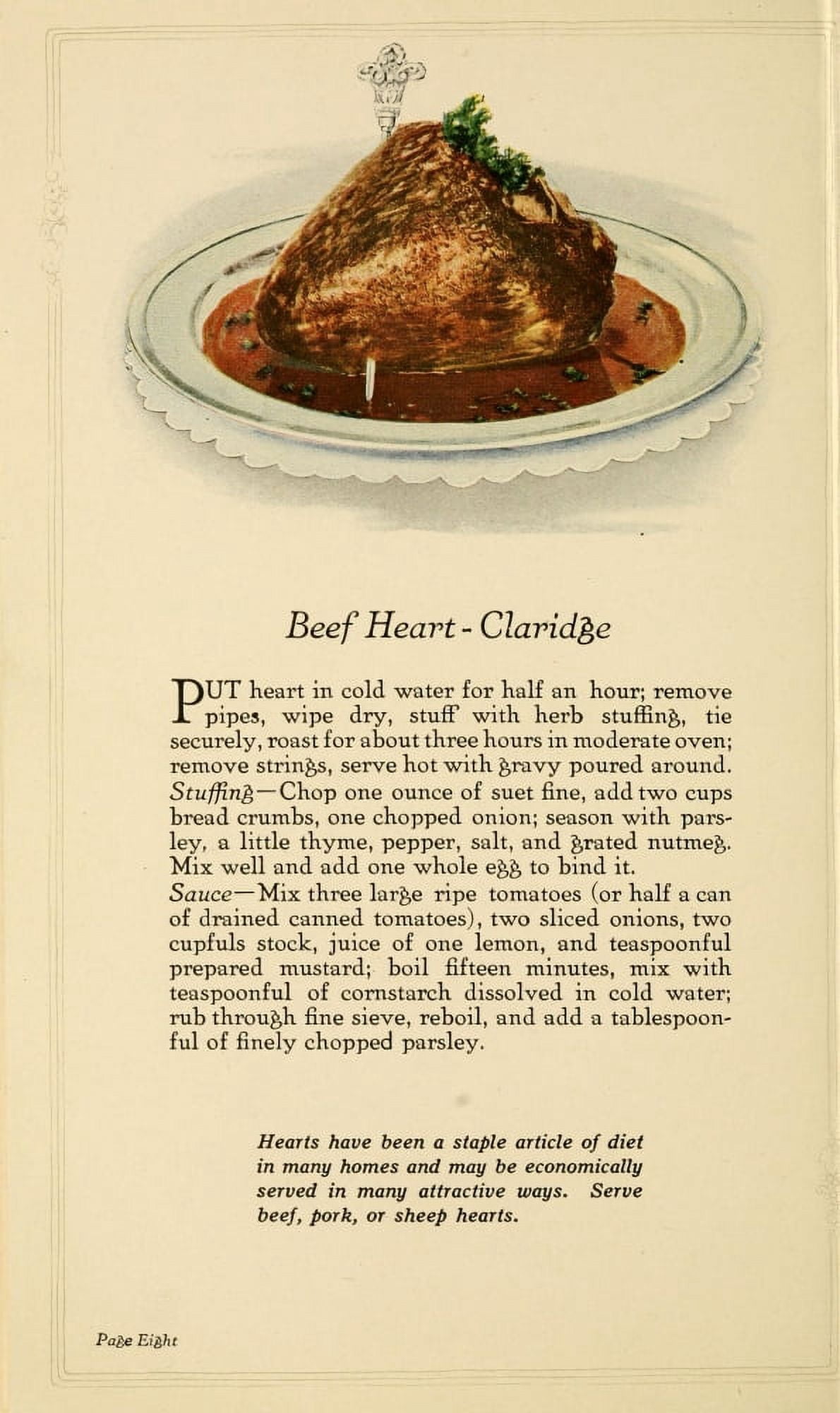 Unusual Meats 1919 Beef Heart Claridge Canvas Art - (18 x 24)