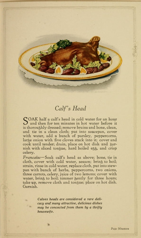 Unusual Meats 1919 Calfs Head Canvas Art -  (18 x 24)