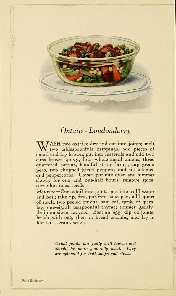 Unusual Meats 1919 Oxtails Londonderry Canvas Art - (18 x 24)