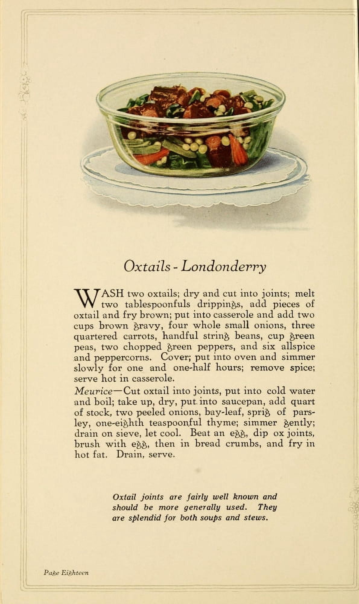 Unusual Meats 1919 Oxtails Londonderry Canvas Art - (24 x 36)