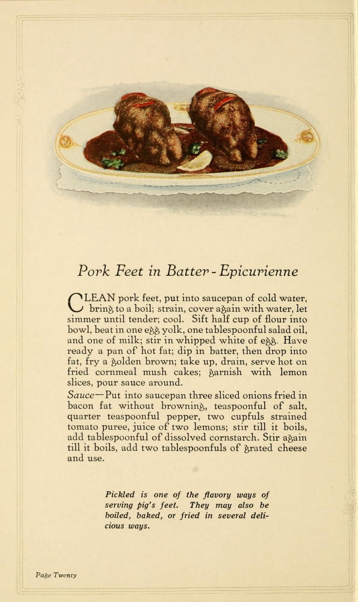 Unusual Meats 1919 Pork Feet in Batter Epicurienne Canvas Art - (18 x 24)