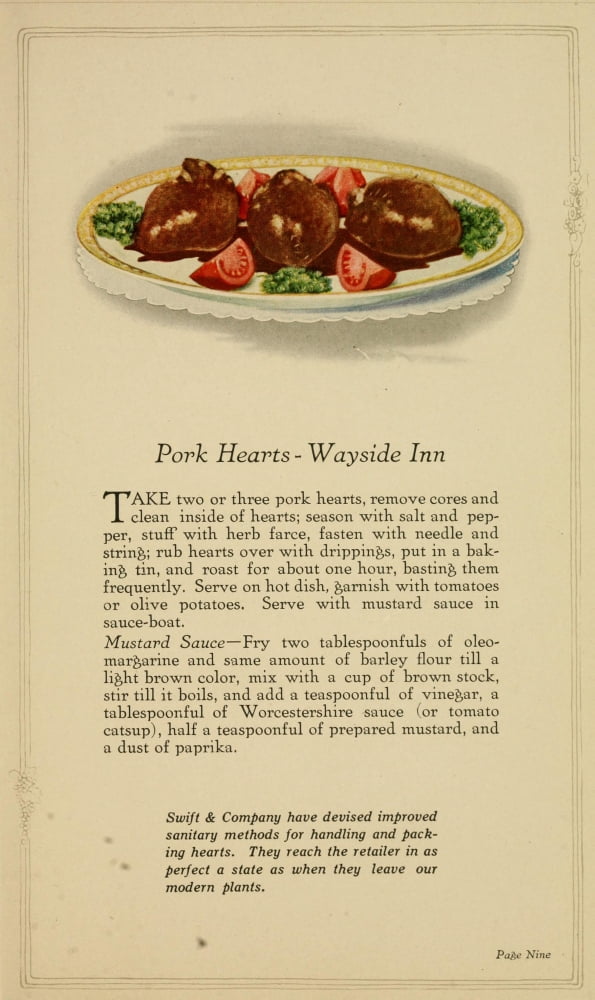 Unusual Meats 1919 Pork Hearts Wayside Inn Canvas Art - (24 x 36)