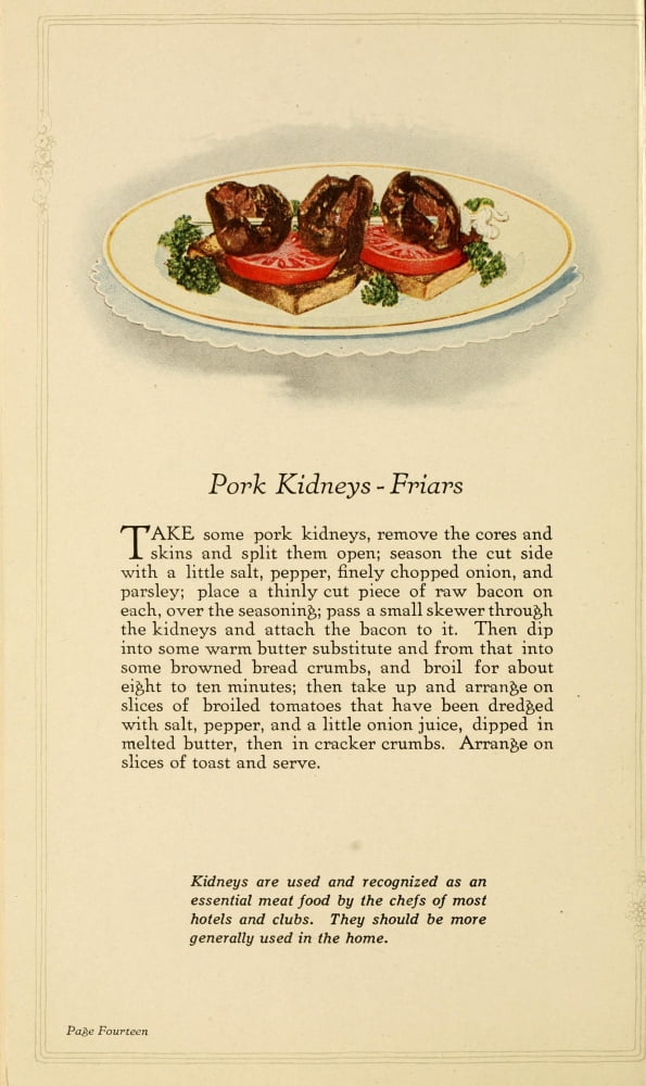 Unusual Meats 1919 Pork Kidneys Friars Canvas Art - (24 x 36)
