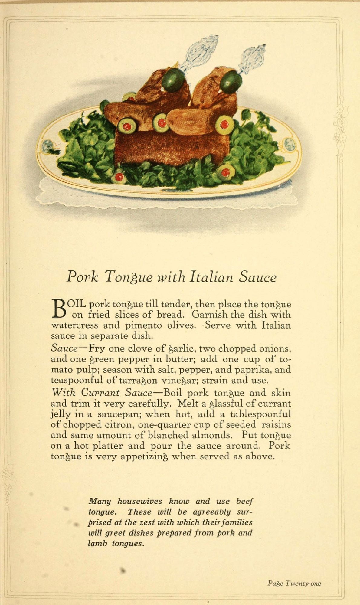 Unusual Meats 1919 Pork Tongue with Italian Sauce Canvas Art - (24 x 36)