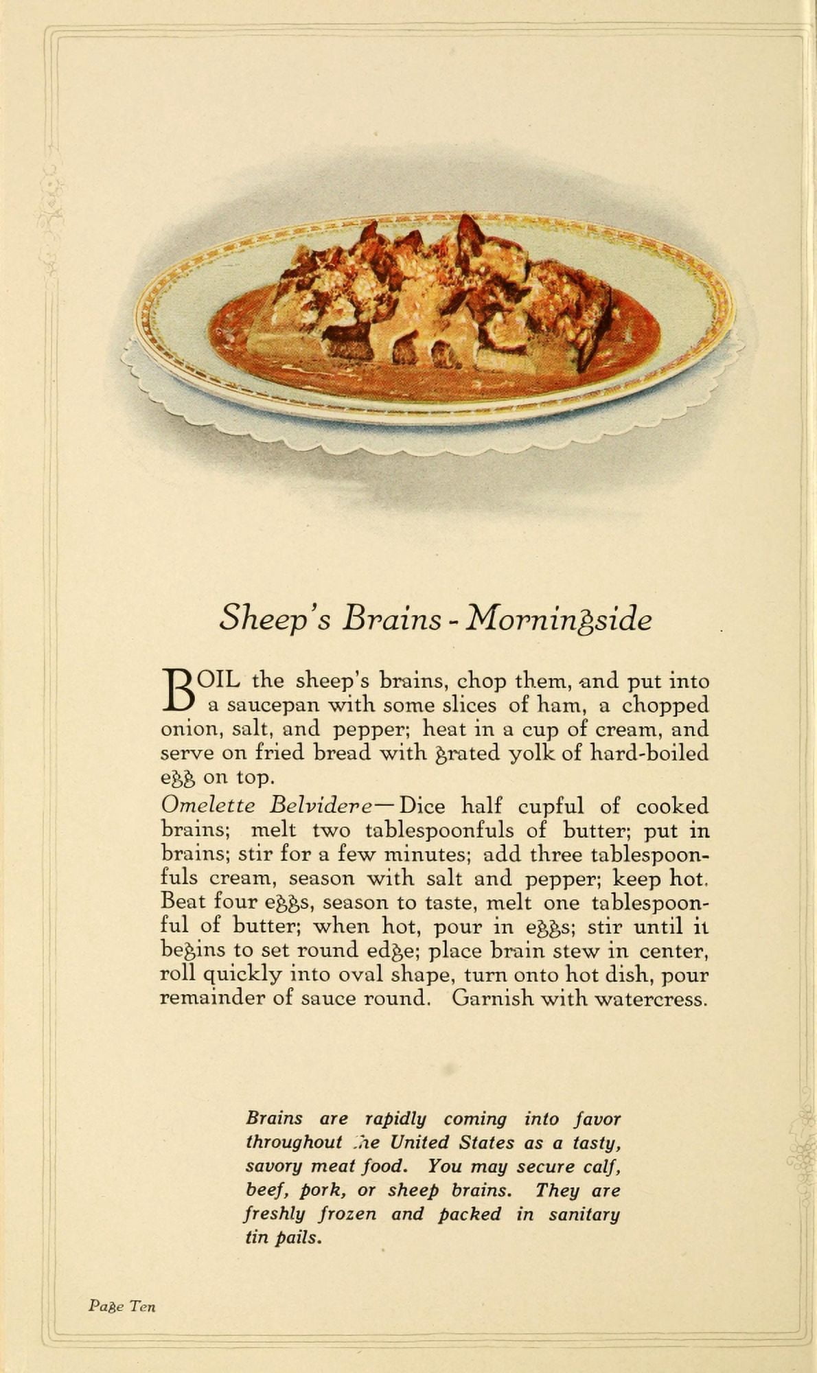 Unusual Meats 1919 Sheeps Brains Morningside Canvas Art - (18 x 24)