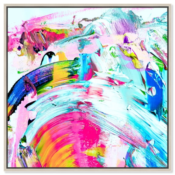 Unusually Bright Canvas Colorful Abstract Wall Art by Art Remedy, Silver Frame, 24" x 24"