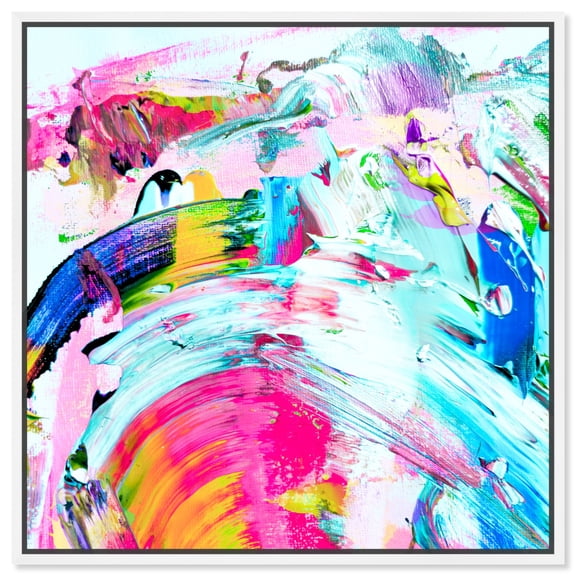 Unusually Bright Canvas Colorful Abstract Wall Art by Art Remedy, White Frame, 24" x 24"