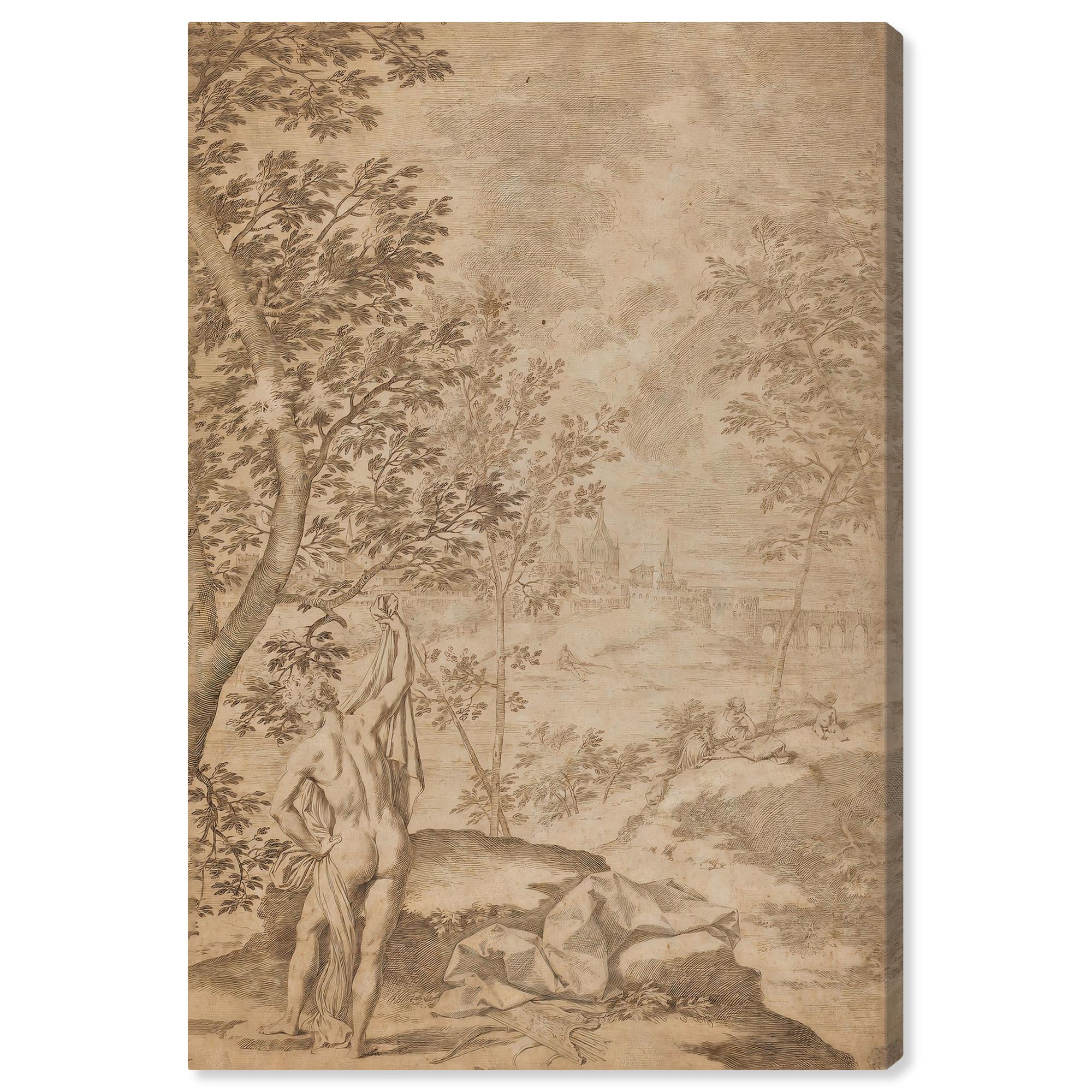 Vintage Sepia Landscape Canvas Art with Gallery Wrap