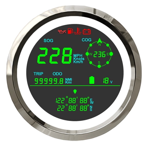 Unversal Boat GPS Speedometer Gauge Digital Odometer Mph Knots Km Unit With Fuel Level Display Speedometer For Motorcycle 12/24V ,Easy to Install