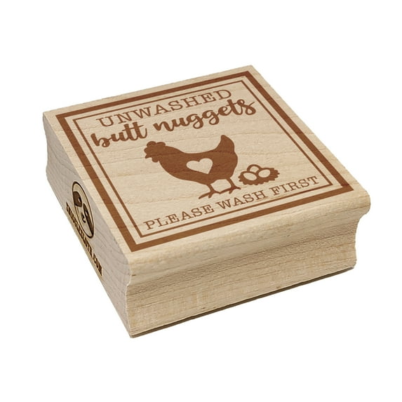 Unwashed Butt Nuggets Eggs Please Wash Square Rubber Stamp Stamping Scrapbooking Crafting - Medium 1.75in