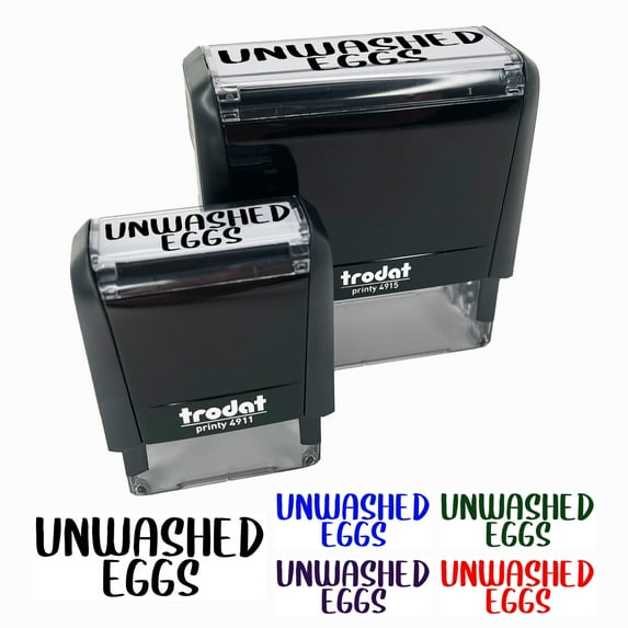 Unwashed Eggs Farm Chicken Duck Goose Quail Label Carton Self-Inking Rubber Stamp Ink Stamper for Business Office - Black Ink - Small 1-1/2 Inch