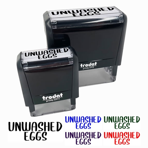 Unwashed Eggs Farm Chicken Duck Goose Quail Label Carton Self-Inking Rubber Stamp Ink Stamper for Business Office - Brown Ink - Large 2-2/4 Inch